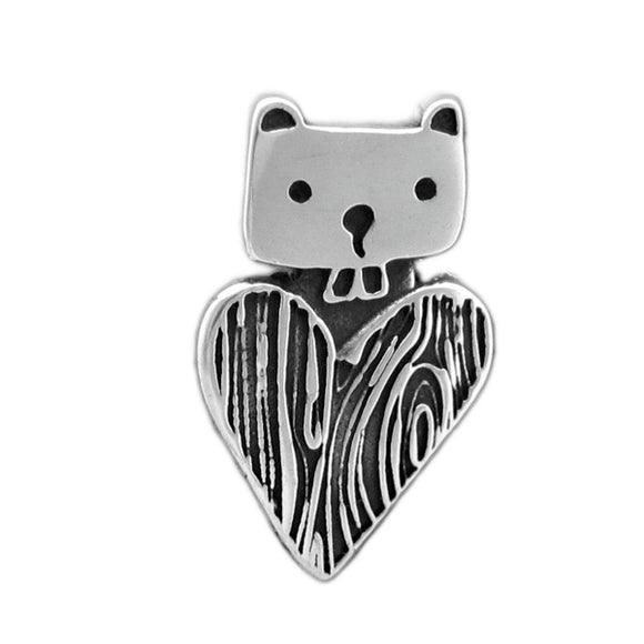 Sterling Silver Beaver Charm Necklace on Adjustable Sterling Chain