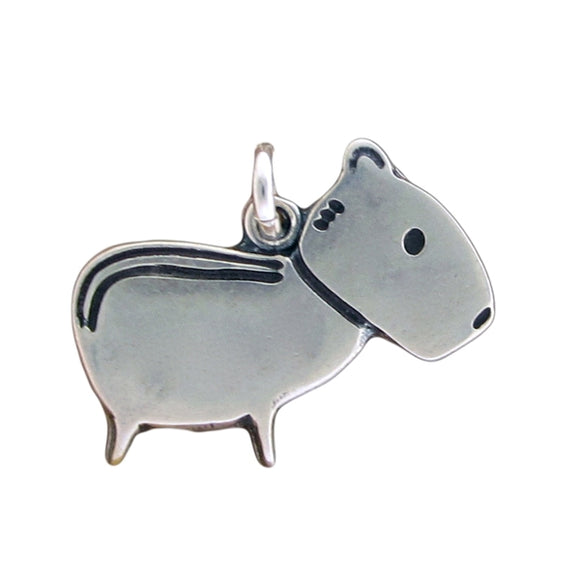 Sterling Silver Capybara Charm Necklace on Adjustable Sterling Silver Chain