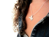 Sterling Silver Flying Bunny Necklace on Adjustable Sterling Chain