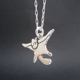 Sterling Silver Flying Squirrel Charm Necklace On Adjustable Sterling Chain