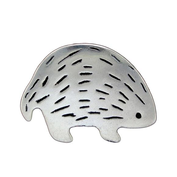 Sterling Silver Hedgehog Charm Necklace - Porcupine - on Adjustable Sterling Chain
