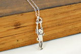 Hang In There Cat Charm Necklace on Adjustable Sterling Chain