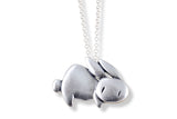 Sterling Silver Rabbit Necklace on Adjustable Sterling Chain