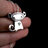 Sterling Silver Monkey Charm Necklace on an Adjustable Sterling Chain