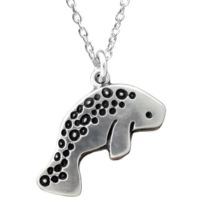 Sterling Silver Manatee Charm Necklace on an Adjustable Sterling Chain