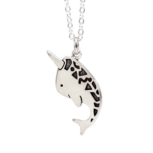 Sterling Silver Narwhal Charm Necklace on Adjustable Sterling Chain