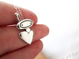 Sterling Silver Orbit Heart Charm Necklace on Adjustable Sterling Chain