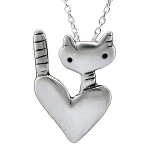 Sterling Silver Pocket Cat Charm Necklace on an Adjustable Sterling Chain
