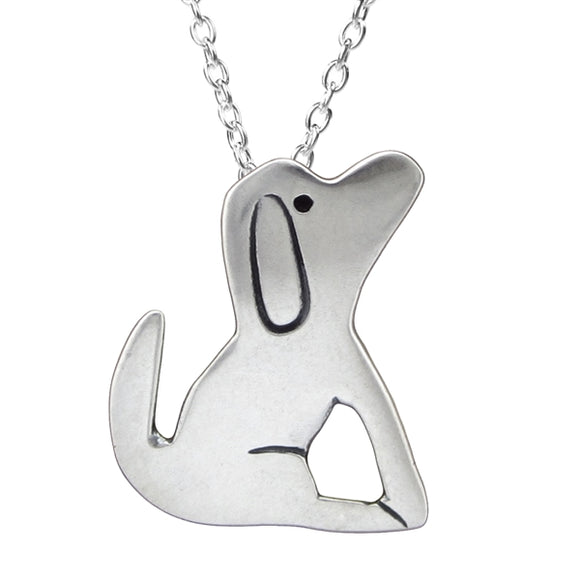 Sterling Silver Good Dog Charm Necklace on Adjustable Sterling Chain