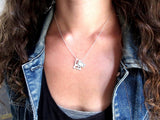 Sterling Silver Punk Kitty Charm Necklace on an Adjustable sterling Chain