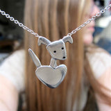 Sterling Silver Pocket Pup Charm Necklace on an Adjustable Sterling Chain