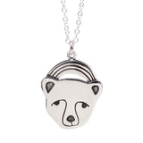 Sterling Silver Rainbow Bear Charm Necklace on Adjustable Sterling Chain