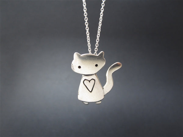 Handmade buy sterling CAT necklace pendant