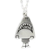 Sterling Silver Anthropomorphic Shark Charm Necklace on Adjustable Sterling Chain