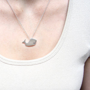 Sterling Silver Whale Charm Necklace on an Adjustable Sterling Chain