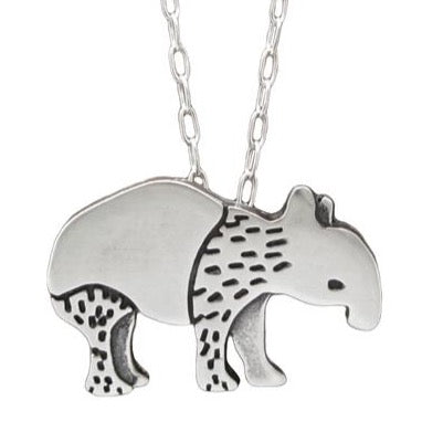 Sterling Silver Tapir Charm Necklace on an Adjustable Sterling Chain