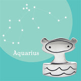 Sterling Silver Aquarius Charm Necklace on Adjustable Sterling Chain