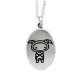 Oval Sterling Silver Aries Charm Necklace on Adjustable Chain - Zodiac Jewelry