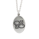 Oval Sterling Silver Gemini Necklace on Adjustable Sterling Chain - Astrology Charms