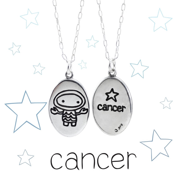 Cancer Zodiac Sign - Paperclip Necklace in Silver by Talisa