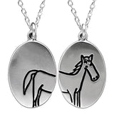 Oval Sterling Silver Horse Necklace on Adjustable Sterling Chain