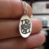 Oval Sterling Silver Barn Owl Necklace on Adjustable Chain