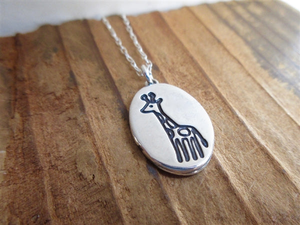 Sterling Silver Giraffe Charm Necklace on Adjustable Sterling