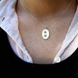 10th Anniversary Necklace- Oval Sterling Silver Who's Counting Necklace on Adjustable Chain