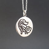 Round Sterling Silver Skunk and Possum Charm Necklace on Adjustable Sterling Chain