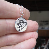Round Sterling Silver Alien Love Necklace on Adjustable Sterling Chain