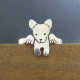 Sterling Silver Angel Dog Charm Ring