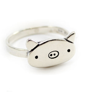 Sterling Silver Pig Ring in sizes 5 through 9