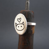 Oval Sterling Silver Love My Cat Ring