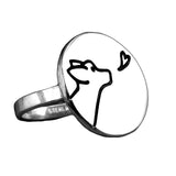 Round Sterling Silver Dog Kiss Ring
