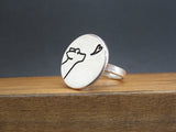 Round Sterling Silver Dog Kiss Ring