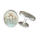 Narwhal Cufflinks - Sterling Silver and Enamel Romantic Gift For Men