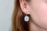 Love Cat Earrings in Ozone Blue - Sterling Silver and Enamel Cat Jewelry