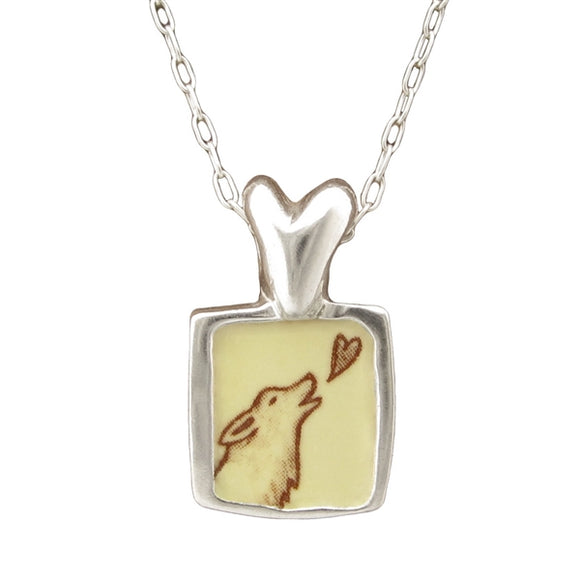 Reversible Sterling Silver and Enamel Runs With Wolves Heart ...