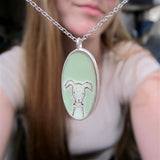 Reversible Sterling Silver and Enamel Dog Person Necklace