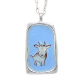 Sterling Silver and Enamel Goat Necklace