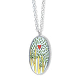 Reversible Sterling Silver and Enamel Trees and Roots Pendant with Quote - Romantic Jewelry