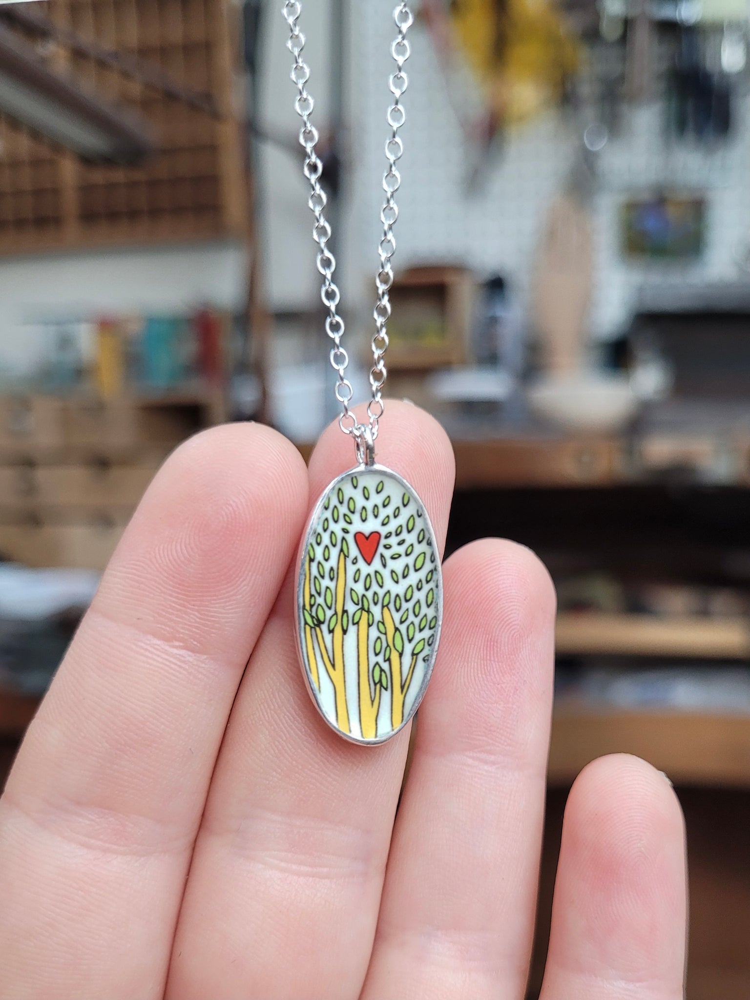 Tree Roots Pendant Reversible Sterling Silver and Enamel Trees and Roots Pendant with Quo ...