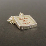 Dog Necklace - Reversible "talks to dogs" Sterling Silver and Enamel Pendant - Jewelry for Dog People