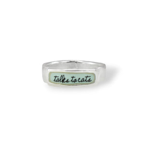 Sterling Silver and Enamel Talks to Cats Band Ring