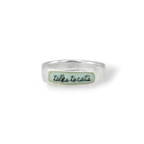 Sterling Silver and Enamel Talks to Cats Band Ring