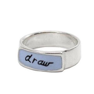 Draw Band Ring - Sterling Silver and Enamel Script Ring - Ring for Artists and Illustrators