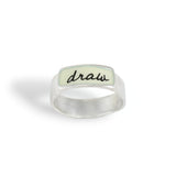 Sterling Silver and Enamel Draw Band Ring for Artist and Makers