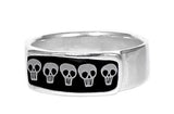 Skull Band Ring - Sterling Silver and Enamel Ring for Men and Women
