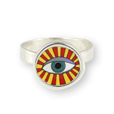 Sterling Silver Evil Eye Ring in Sizes 6 through 9 - Good Luck and Protection Jewelry