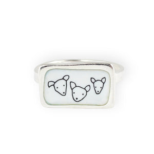 Sterling Silver Dog Pack Ring in Whole Sizes 5 through 11 - Dog Jewelry